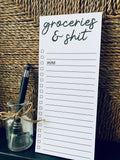 Groceries & shit (wine) snarky printed list pad 50 sheets