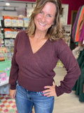 Crossover Sweater in Dark Cherry