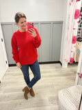 Waffle Sweater in Ruby Red