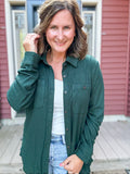 Kendra Shacket in Deep Green