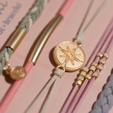 "Explore" Gold Compass Charm Hair Tie Bracelets: Medium
