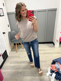 Pointelle Trim top in Mocha