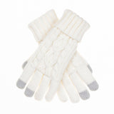 Olive CC Cable Knit Fleece Lined Women's Gloves