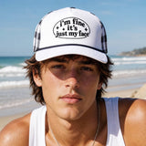 I'm Fine It's Just My Face Foam Mesh Back Trucker Hat: BLACK / ONE SIZE