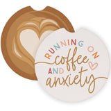 Coffee Anxiety Latte Coffee-Themed Car Coaster Set