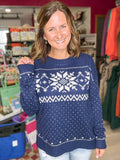 Navy Snowflake Holiday Sweater