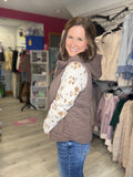Quilted Vest in Brown