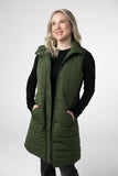 Harlow Long Vest in Dark Olive