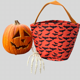 Orange Bat Embroidered Halloween Trick or Treat Bag