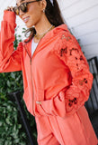 Ampersand Full Zip Hoodie - Love Story - Coral Grapefruit
