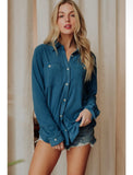Kendra Shacket in Teal Blue