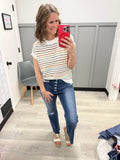 Neutral Stripe Crochet Top