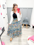 Green Spring Floral Maxi Skirt