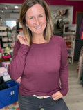 Camille Raglan Sweater in Merlot