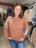 Embroidered Sleeve Sweater in Copper