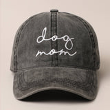 Dog Mom Lettering Embroidery Baseball Cap: BLACK / One Size