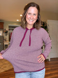 Hoodie Sweater in Dark Magenta Stripe