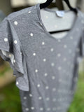 Grey Polka Dot Flutter Sleeve Top