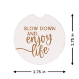 Slow Down Highland Cow Farmhouse Car Coaster Set