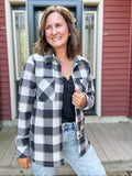 Kendra Shacket in Black, Brown & Grey Plaid
