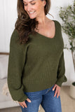 Bethany Bow Knit Sweater in Olive