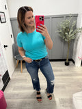 Zara Ribbed Tee in Aqua