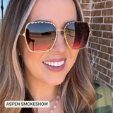 Aspen - Women's Oversized Square Frame Sunglasses: Brown