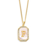 Gold L Mother Of Pearl Initial Necklace