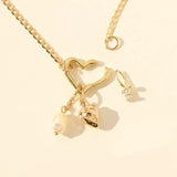 Heart Clasp Charm Necklace 18K Gold Stainless Steel