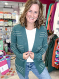 Stripe Cardigan in Dark Jade