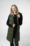 Harlow Long Vest in Dark Olive