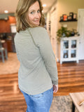 Raglan Striped Top in Olive