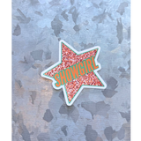 Showgirl glitter star waterproof sticker