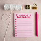Lists Are My Love Language Notepad | Valentine's Stationery