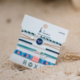 "Roxy Ocean Bloom" Tropical Blues Hair Tie Bracelets: Medium