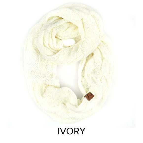 CC Cable Scarf in Ivory