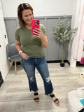 Zara Ribbed Tee in Olive