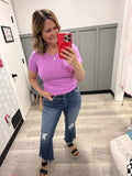 Zara Ribbed Tee in Bright Mauve