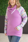 Mauve Stripe Zoey Zip Cowl Pullover