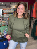 Kacey Ribbed Hoodie in Olive