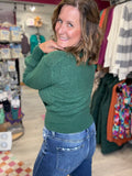 Crossover Sweater in Dark Green