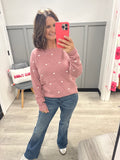 Pom Pom Polka Dot Sweater in Mauve