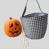 Black Plaid Embroidered Halloween Trick or Treat Bag