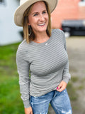 Stacy Rustic Olive Striped Top