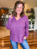 Purple Front Seam Waffle Sweater