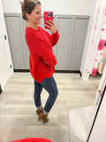 Waffle Sweater in Ruby Red