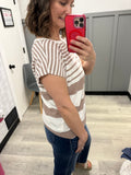 Wide Neck Stripe top in Mocha