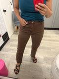 Brown Crop Slim Straight Denim