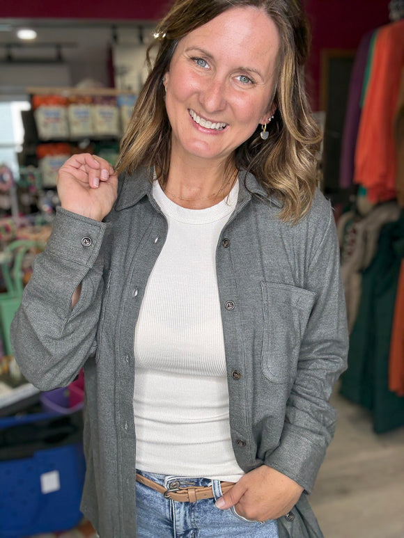 Kendra Shacket in Charcoal