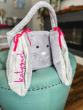 Plush Bunny Embroidered Easter Basket
